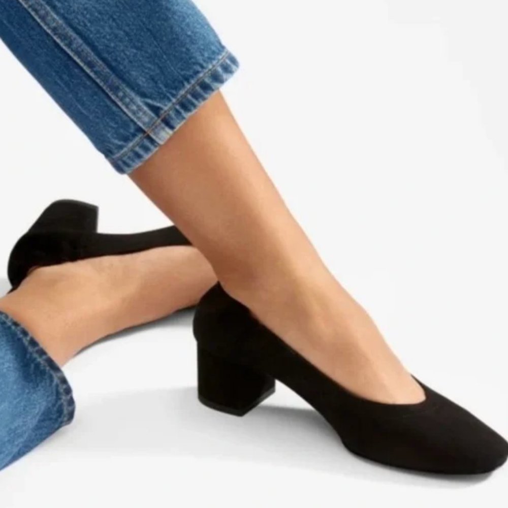 Everlane The Day Heel Block Heel In Black Suede